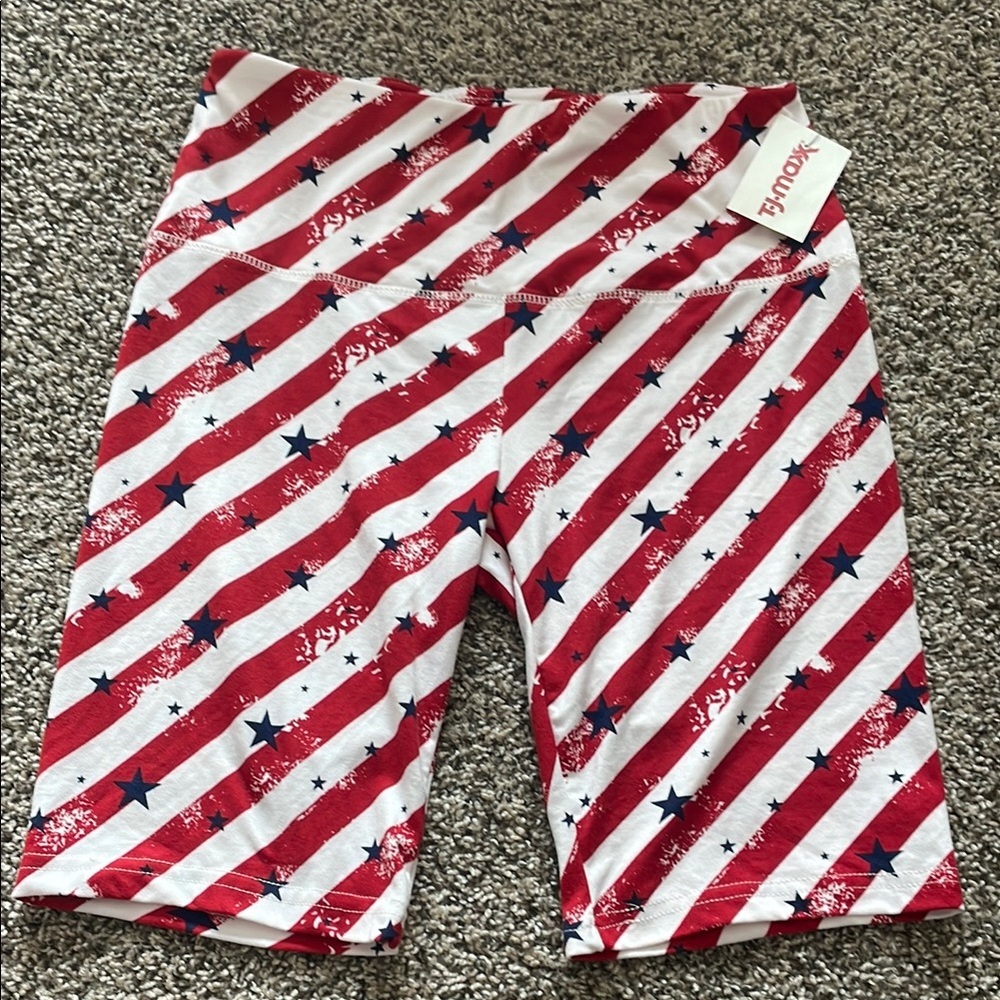 shosho Red White Navy Star Stripe Bike Shorts